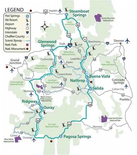 Map of Hot Springs in Colorado